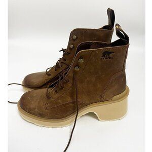 Sorel Women's Sz 10 Hi-Line Heel Lace Waterproof Boots Umber Combat